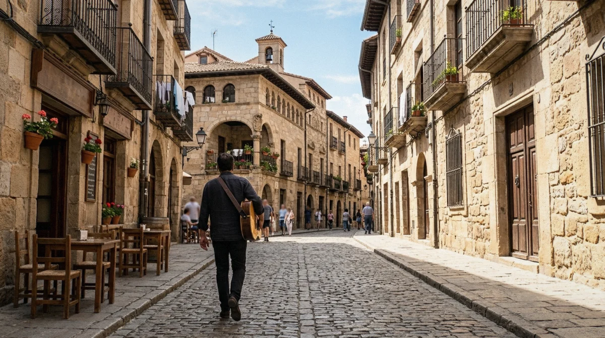 Medieval street in El Born lined with bars near the flamenco venues of Barcelona, Spain